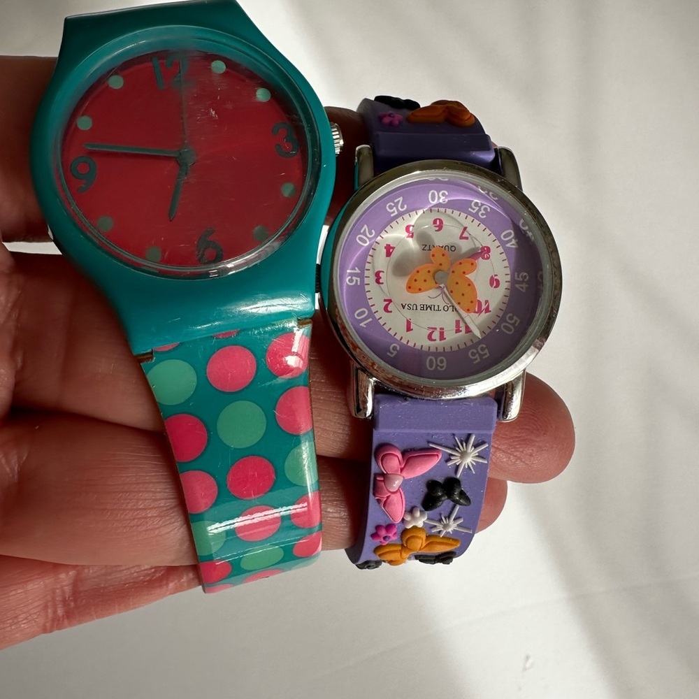Colorful Polka Dot and Butterfly Watches set of 2